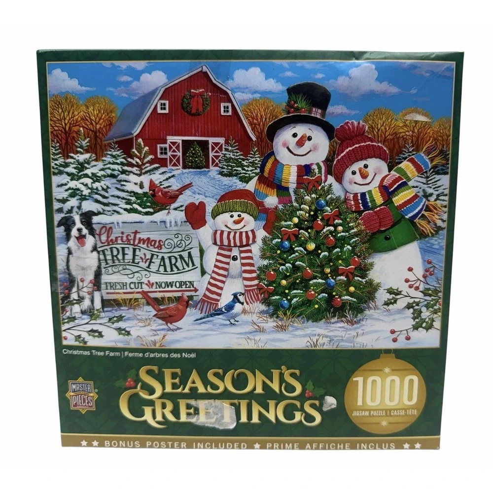 Lot of 2 Christmas 1000 Piece Jigsaw Puzzles MasterPieces & Dowdle